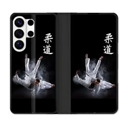 Housse cuir portefeuille Pour Samsung Galaxy S26 Ultra Sport Judo Noir