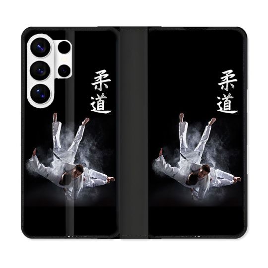 Housse cuir portefeuille Pour Samsung Galaxy S26 Ultra Sport Judo Noir