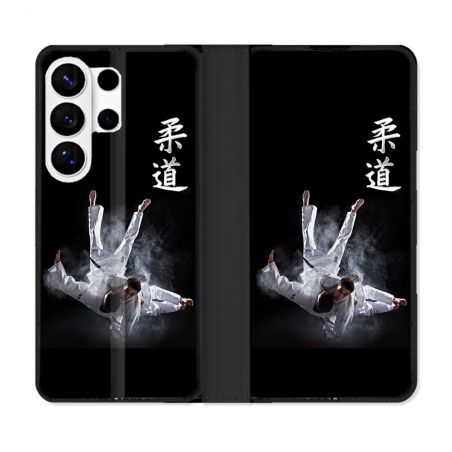 Housse cuir portefeuille Pour Samsung Galaxy S26 Ultra Sport Judo Noir