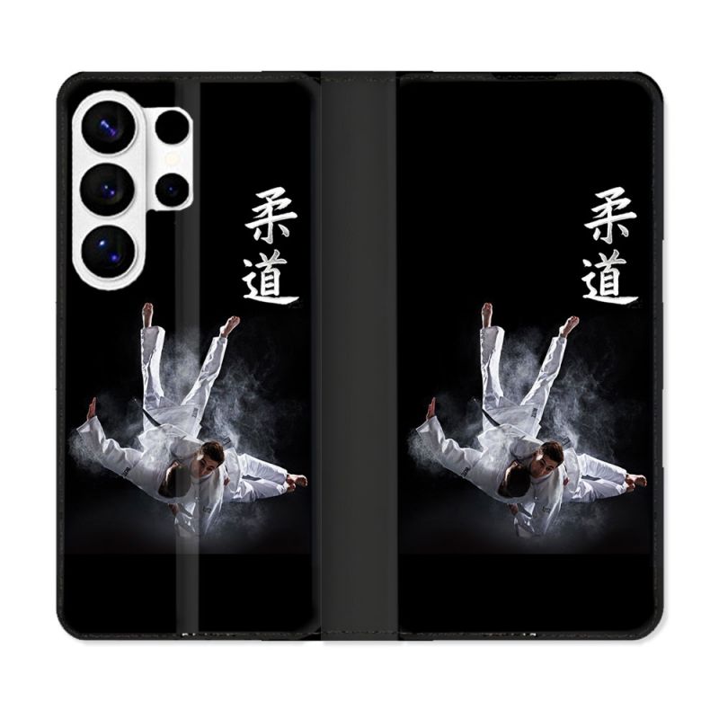 Housse cuir portefeuille Pour Samsung Galaxy S26 Ultra Sport Judo Noir