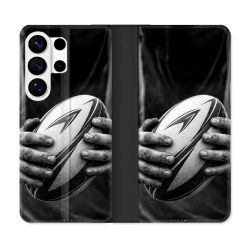 Housse cuir portefeuille Pour Samsung Galaxy S26 Ultra Sport Rugby Ballon Moderne