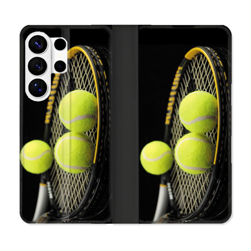 Housse cuir portefeuille Pour Samsung Galaxy S26 Ultra Sport Tennis Balls