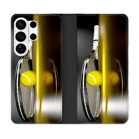 Housse cuir portefeuille Pour Samsung Galaxy S26 Ultra Sport Tennis Reflet