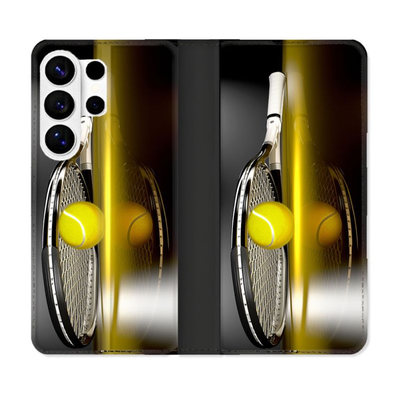 Housse cuir portefeuille Pour Samsung Galaxy S26 Ultra Sport Tennis Reflet