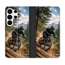 Housse cuir portefeuille Pour Samsung Galaxy S26 Ultra Sport VTT Montagne