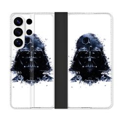 Housse cuir portefeuille Pour Samsung Galaxy S26 Ultra Star Wars - Dark Vador Blanc