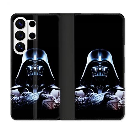 Housse cuir portefeuille Pour Samsung Galaxy S26 Ultra Star Wars - Dark Vador Noir
