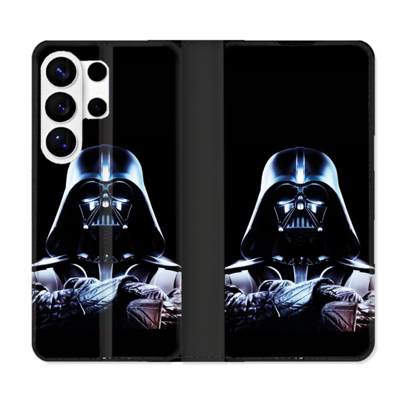 Housse cuir portefeuille Pour Samsung Galaxy S26 Ultra Star Wars - Dark Vador Noir