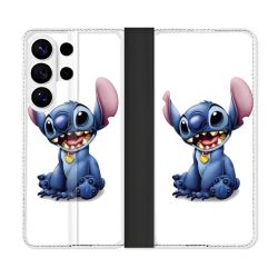 Housse cuir portefeuille Pour Samsung Galaxy S26 Ultra Stitch Blanc