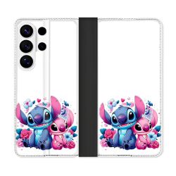 Housse cuir portefeuille Pour Samsung Galaxy S26 Ultra Stitch Love