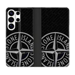 Housse cuir portefeuille Pour Samsung Galaxy S26 Ultra Stone Island Gris
