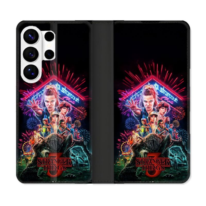 Housse cuir portefeuille Pour Samsung Galaxy S26 Ultra Stranger Things Affiche 3