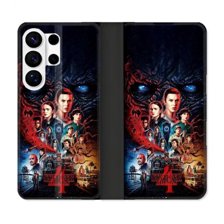 Housse cuir portefeuille Pour Samsung Galaxy S26 Ultra Stranger Things Affiche 4