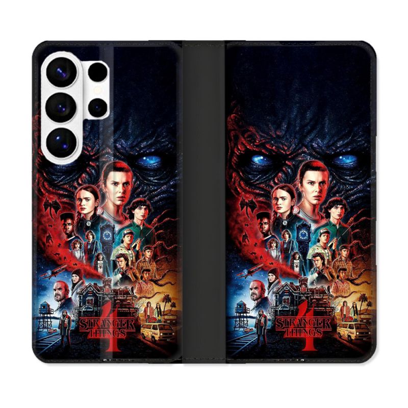 Housse cuir portefeuille Pour Samsung Galaxy S26 Ultra Stranger Things Affiche 4