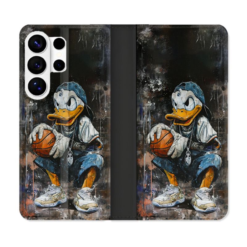 Housse cuir portefeuille Pour Samsung Galaxy S26 Ultra Street Art Donald Duck