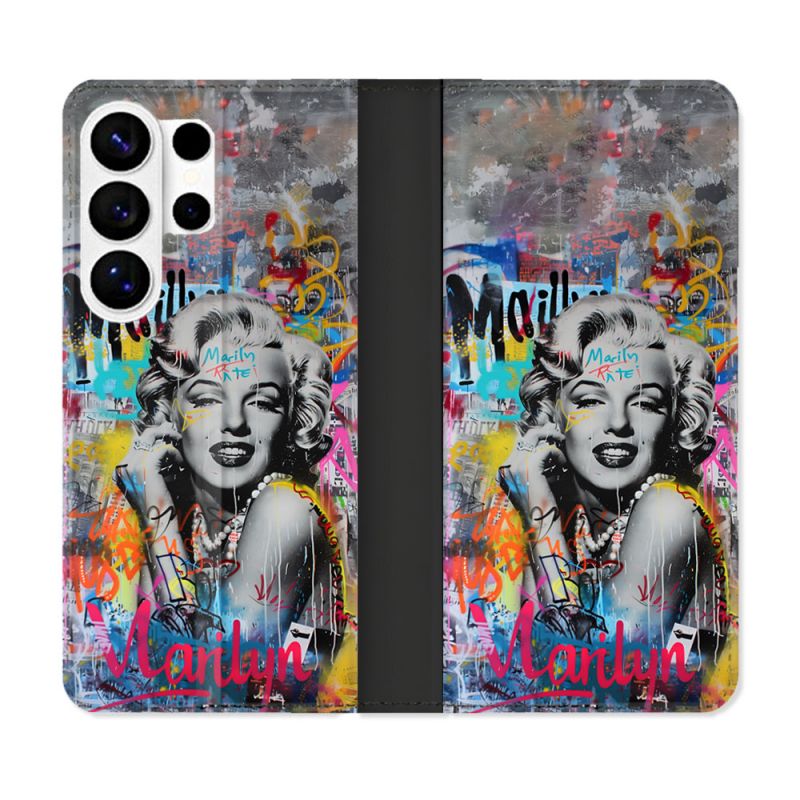 Housse cuir portefeuille Pour Samsung Galaxy S26 Ultra Street Art Maryline Monroe