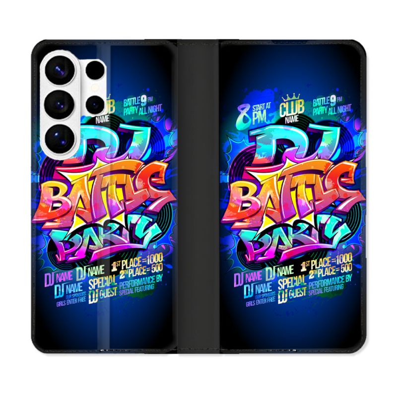 Housse cuir portefeuille Pour Samsung Galaxy S26 Ultra Street Art Rap