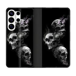 Housse cuir portefeuille Pour Samsung Galaxy S26 Ultra Tete de Mort Triple
