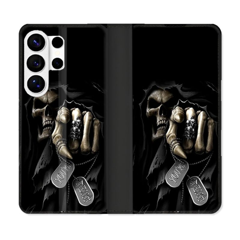 Housse cuir portefeuille Pour Samsung Galaxy S26 Ultra Tete de Mort Your Next