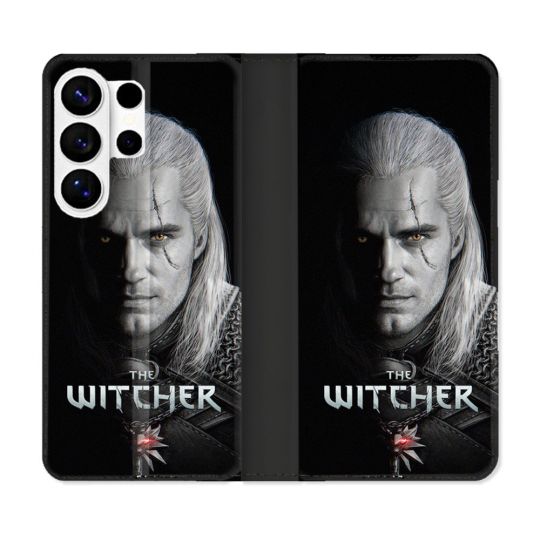Housse cuir portefeuille Pour Samsung Galaxy S26 Ultra The Witcher Noir