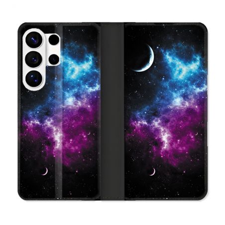 Housse cuir portefeuille Pour Samsung Galaxy S26 Ultra Univers Bleu Violet