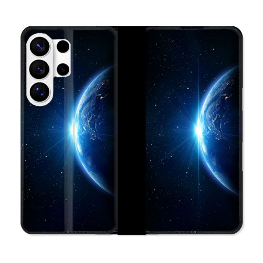 Housse cuir portefeuille Pour Samsung Galaxy S26 Ultra Univers Planete Terre