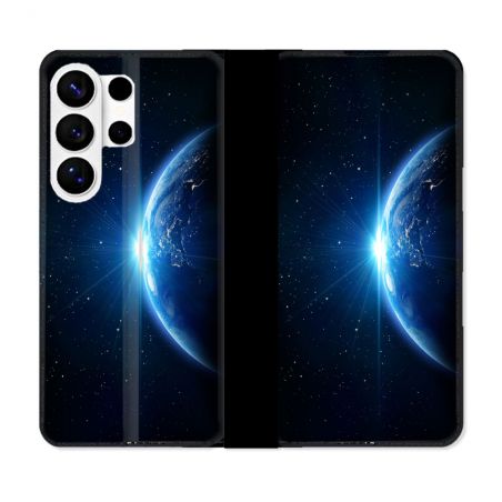 Housse cuir portefeuille Pour Samsung Galaxy S26 Ultra Univers Planete Terre