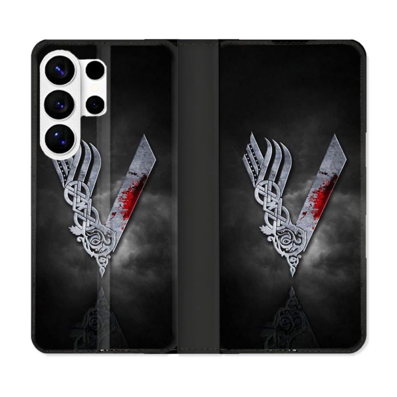 Housse cuir portefeuille Pour Samsung Galaxy S26 Ultra Viking