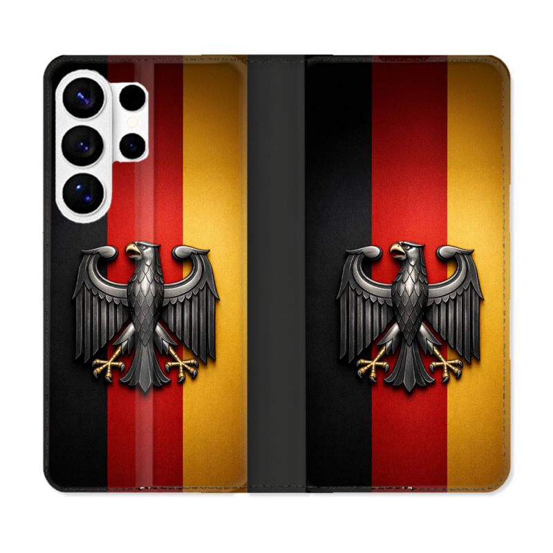 Housse cuir portefeuille Pour Samsung Galaxy S26 Ultra Voyage Drapeau Allemagne