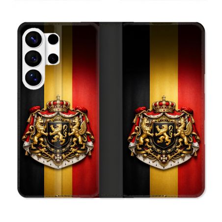 Housse cuir portefeuille Pour Samsung Galaxy S26 Ultra Voyage Drapeau Belgique