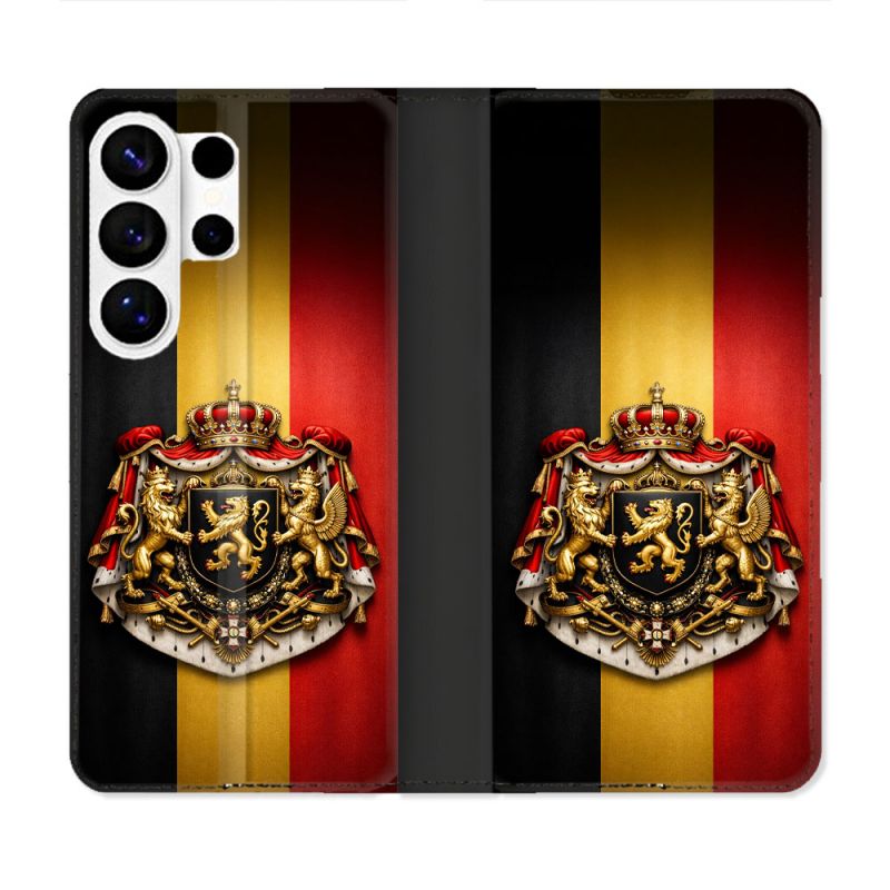 Housse cuir portefeuille Pour Samsung Galaxy S26 Ultra Voyage Drapeau Belgique