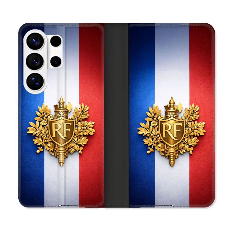 Housse cuir portefeuille Pour Samsung Galaxy S26 Ultra Voyage Drapeau France