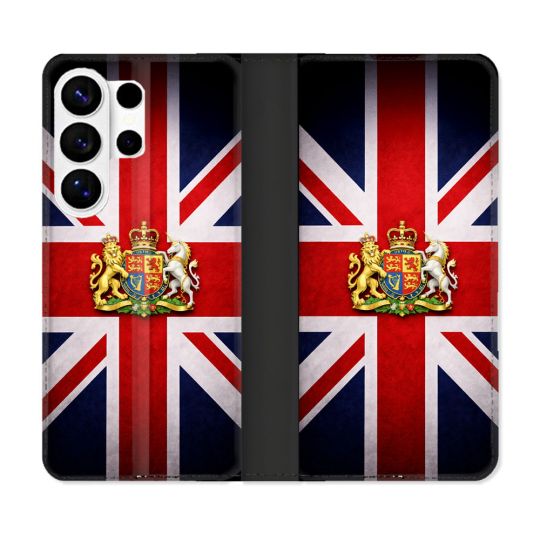 Housse cuir portefeuille Pour Samsung Galaxy S26 Ultra Voyage Drapeau Grande Bretagne UK