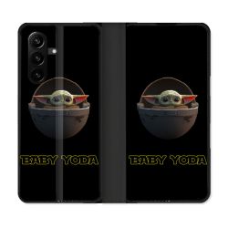 Housse Cuir Portefeuille Pour Samsung Galaxy A57 5G Star Wars - Yoda bebe noir
