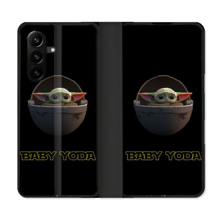 Housse Cuir Portefeuille Pour Samsung Galaxy A57 5G Star Wars - Yoda bebe noir