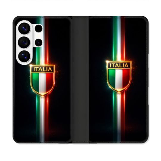 Housse cuir portefeuille Pour Samsung Galaxy S26 Ultra Voyage Italie 3 sur Noir