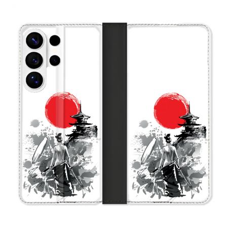 Housse cuir portefeuille Pour Samsung Galaxy S26 Ultra Voyage Japon Femme