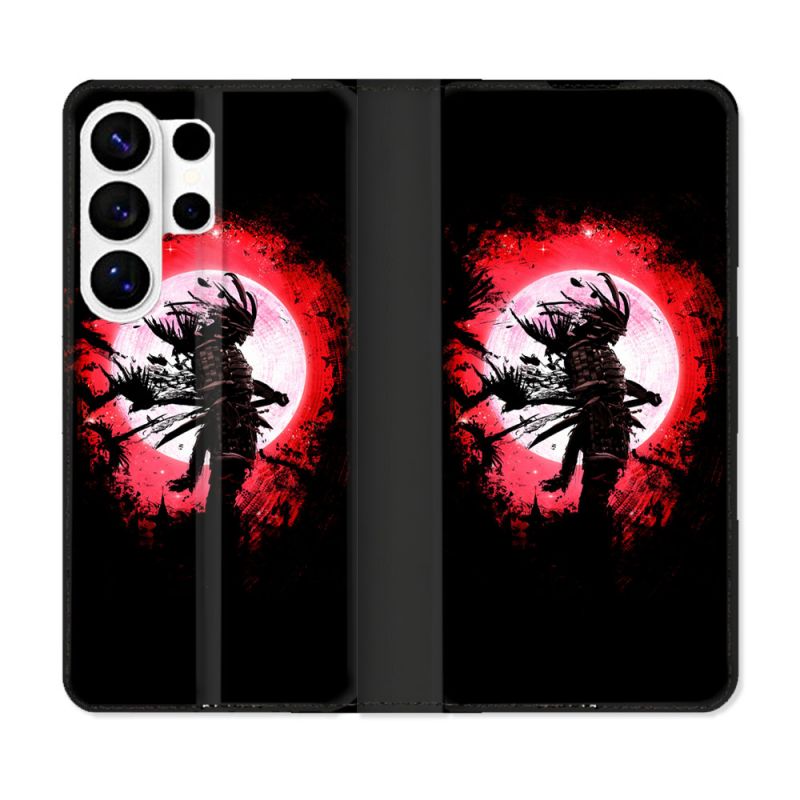 Housse cuir portefeuille Pour Samsung Galaxy S26 Ultra Voyage Japon Samourai