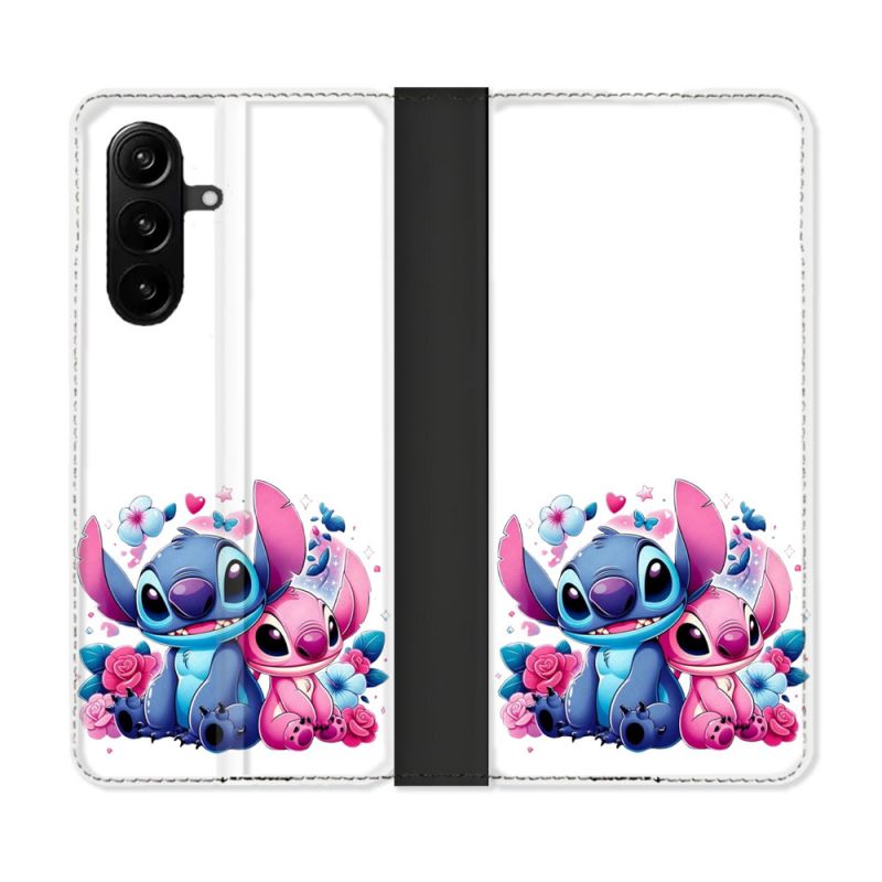 Housse Cuir Portefeuille Pour Samsung Galaxy A57 5G Stitch Love