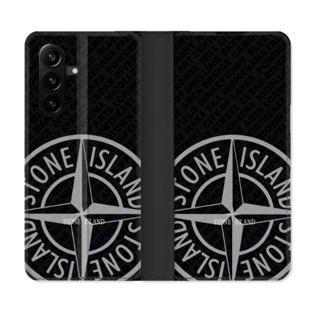 Housse Cuir Portefeuille Pour Samsung Galaxy A57 5G Stone Island Gris