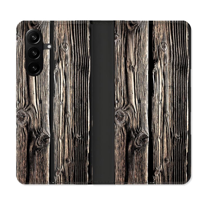 Housse Cuir Portefeuille Pour Samsung Galaxy A57 5G Texture Bois