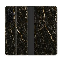 Housse Cuir Portefeuille Pour Samsung Galaxy A57 5G Texture Marbre Noir