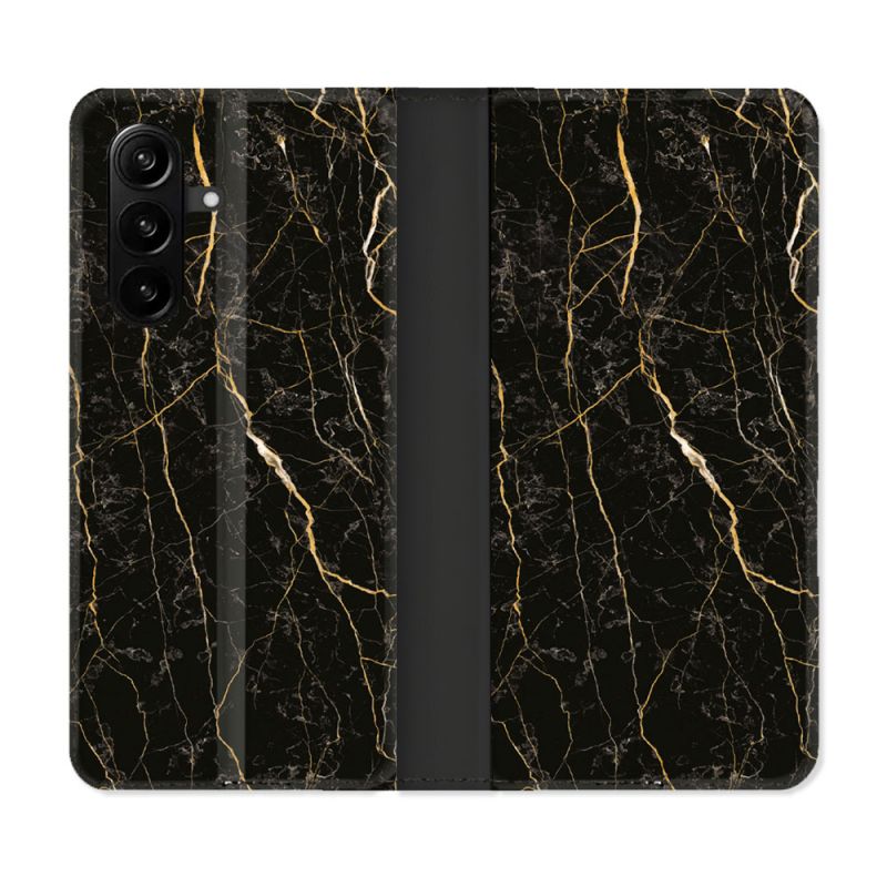 Housse Cuir Portefeuille Pour Samsung Galaxy A57 5G Texture Marbre Noir