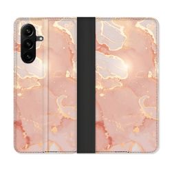 Housse Cuir Portefeuille Pour Samsung Galaxy A57 5G Texture Marbre Rose