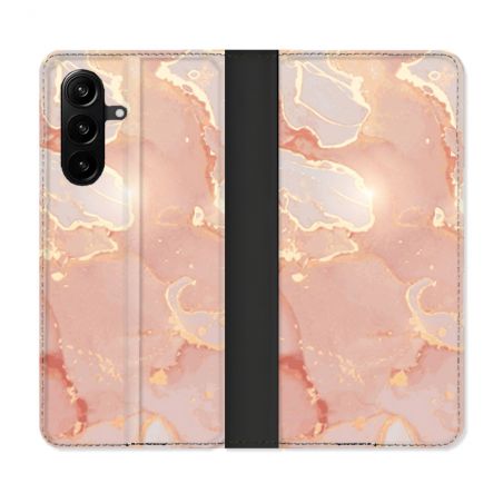 Housse Cuir Portefeuille Pour Samsung Galaxy A57 5G Texture Marbre Rose