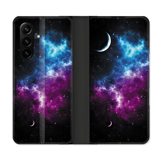 Housse Cuir Portefeuille Pour Samsung Galaxy A57 5G Univers Bleu Violet