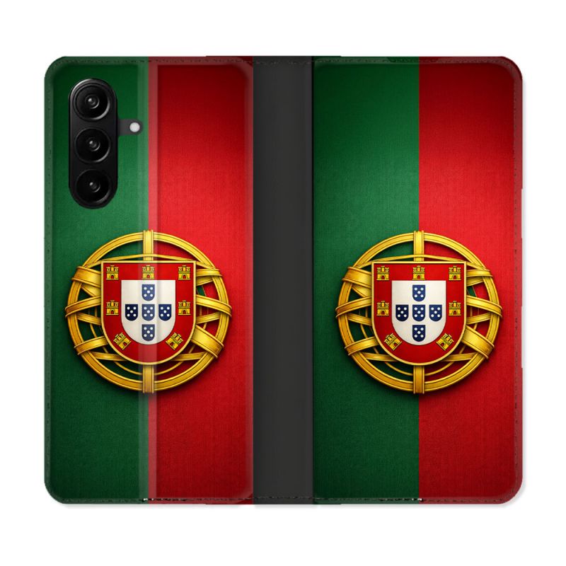 Housse Cuir Portefeuille Pour Samsung Galaxy A57 5G Voyage Drapeau Portugal