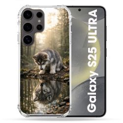 Coque Renforcée Pour Samsung Galaxy S25 ULTRA Animal Loup Reflet