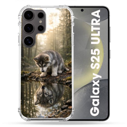 Coque Renforcée Pour Samsung Galaxy S25 ULTRA Animal Loup Reflet