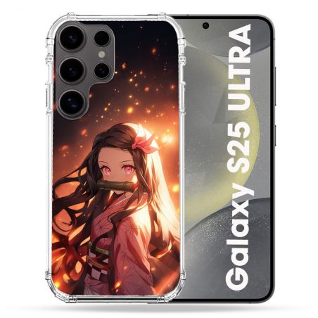 Coque Renforcée Pour Samsung Galaxy S25 ULTRA Manga Demon Slayer Nezuko Rose